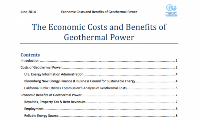 Informe GEA; Costes económicos y beneficios de la geotermia