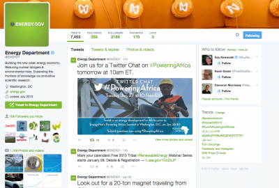 Dep. Energia de EEUU prepara Twitter chat sobre el Desarrollo Energetico para Africa