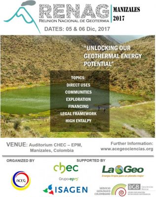 Encuentro Nacional Geotérmico 2017 en Manizales, Colombia, 5-7 de diciembre de 2017