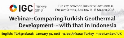 Webinar, 30 de Enero 2018: Desarrollo Geotérmico en Turquía e Indonesia