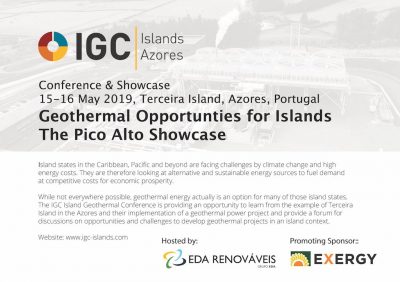 Oportunidades geotérmicas para islas: Showcase de Pico Alto, 15-16 de mayo de 2019