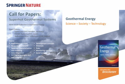 Convocatoria de ponencias – Futuro de los sistemas geotérmicos súper calientes y súper críticos – SpringerOpen