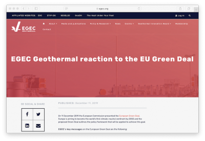 El acuerdo verde europeo debe enfocarse en el sector de energía geotérmica