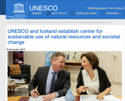 Islandia y la UNESCO establecen el Centro Internacional para el Desarrollo de Capacidades, incl. Geotérmica