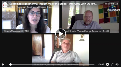 Grabación de entrevista: entrevista EGEC sobre litio geotérmico producido en Europa