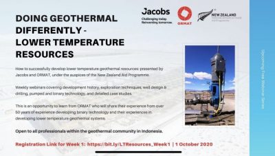 Serie de seminarios web sobre el desarrollo exitoso de recursos geotérmicos de baja temperatura, a partir del 1 de octubre de 2020