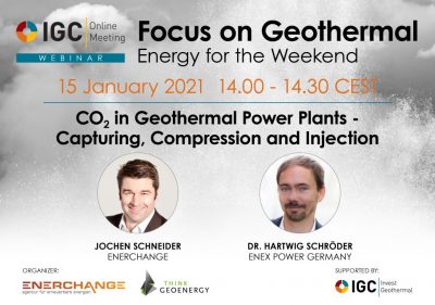 Webinar – CO2 en plantas de energía geotérmica – captura, compresión, inyección – 15 de enero de 2021