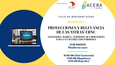 Webinar: Proyecciones y Relevancia de las Otras ERNC en Chile, 31 Agosto 2021