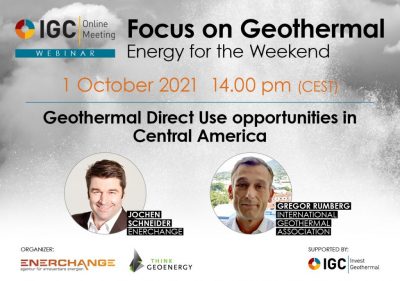 Seminario web: uso directo de energía geotérmica en América Central, 1 de octubre de 2021