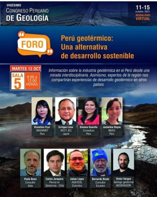 Foro de Geotermia en el vigésimo congreso peruano de geología, 12 de Octubre