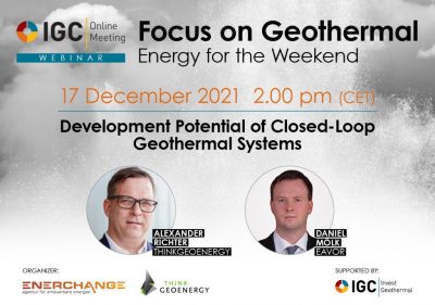 Webinar – Potencial de desarrollo de sistemas geotérmicos de circuito cerrado – 17 de diciembre de 2021