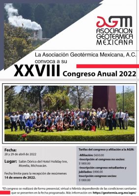 Convocatoria de Abstracts – Congreso Mexicano de Geotermia, 28-29 de abril de 2022