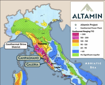 Empresa minera busca licencias de exploración para litio geotérmico en Italia