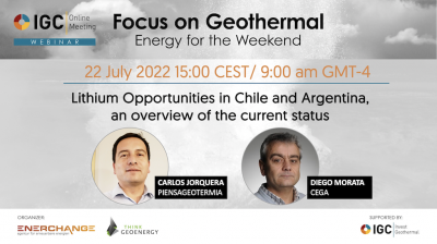 Webinar – Oportunidades para el “litio verde” geotérmico en Chile y Argentina, 22 de julio de 2022