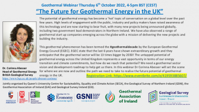Seminario web: El futuro de la energía geotérmica en el Reino Unido, 6 de octubre de 2022