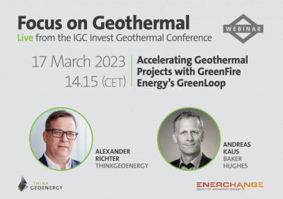 Webinar: aceleración de proyectos geotérmicos con GreenLoop de GreenFire Energy, 17 de marzo de 2023.