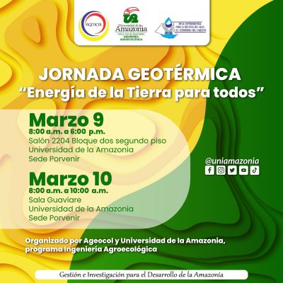 AGEOCOL y la Universidad de la Amazonía organizan jornada sobre energía geotérmica en Florencia, Colombia.