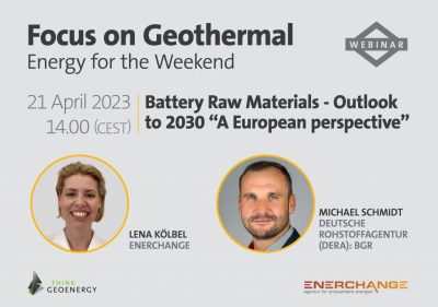 “Focus on Geothermal Webinar” de ThinkGeoEnergy y Enerchange: DERA/BGR Alemania – Abril 21, 2023.