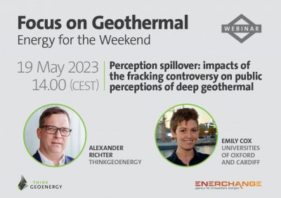 Seminario web: impactos de la controversia del fracking en la percepción pública de la geotermia profunda, 19 de mayo de 2023.