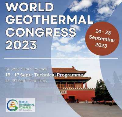 Nuevas fechas: Congreso Geotérmico Mundial 2023 (WGC2023 – China) reprogramado del 14 al 23 de septiembre de 2023.