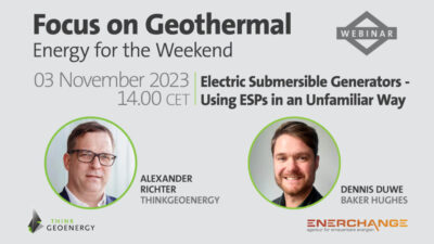“Focus on Geothermal Webinar”: Uso de bombas eléctricas sumergibles en geotermia, 3 de noviembre de 2023