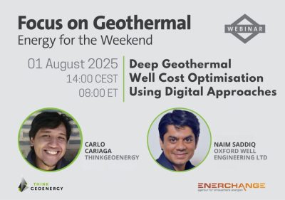 Webinar: Optimización de costes de pozos geotérmicos mediante tecnologías digitales, 1 de agosto de 2025