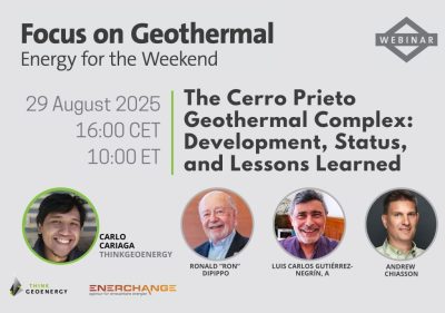 Webinar – Desarrollo, estado y lecciones del complejo geotérmico Cerro Prieto, Mexico, 29 de agosto de 2025